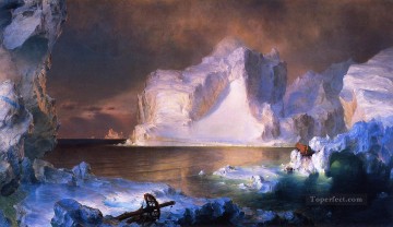  Hudson Oil Painting - The Icebergs scenery Hudson River Frederic Edwin Church